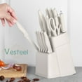 thumbnail image 4 of Vesteel Knife Set for Kitchen with Block, 15 Pcs High Carbon Stainless Steel Kitchen Knife Set with Self Sharpening - White, 4 of 8