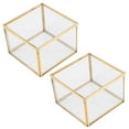 thumbnail image 1 of 2X Square Opening Glass Geometry Garden Jewelry Boxs Mirror Jewelry Storage Box Eternal Flower Decoration Box Crafts, 1 of 8