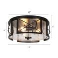 thumbnail image 5 of LNC 13" 3-Light Drum Flush Mount Ceiling Light,Black Farmhouse Cage Light with Seeded Glass for Hallway,Kitchen, 5 of 10