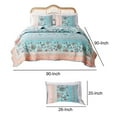thumbnail image 5 of 3 Piece Full Queen Quilt Set with Floral Print, Blue and White, 5 of 5