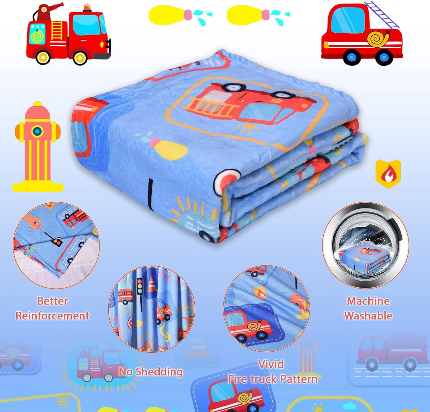 Toddler Boys Fleece Blanket 40x50" - Cars, Trucks, Airplanes Pattern, Soft Throw For Nap & Travel - View #4