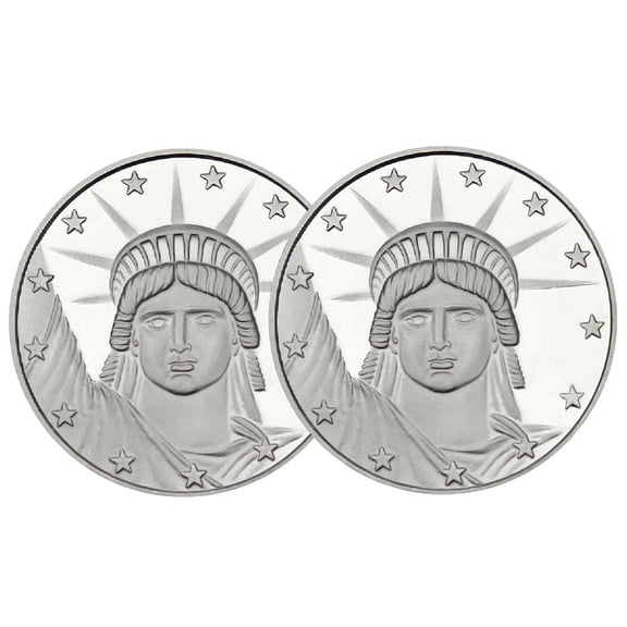 Lot of 2 - 1 Troy oz Lady Liberty  .999 Fine Round