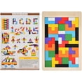 thumbnail image 1 of Rompecabezas de Tetris de madera, 40 piezas, rompecabezas de madera para niños pequeños, rompecabezas de inteligencia de madera, rompecabezas Tangram, juguete educativo, regalo (1 unidad), 1 of 5