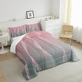 thumbnail image 3 of Gradient Gradient Pink to Grey Bedding Set Ombre Comforter Set ,Spiral Silver Print Wave Striped Pattern Queen Quilt,Abstract Art Room Decor Aesthetic, 3 of 5