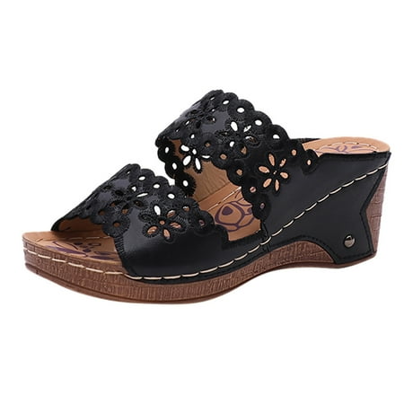 

Fandiiiii Womens Sandals Flat Women Solid Slip On Casual Open Toe Wedges Comfortable Beach Shoes Sandals Slippers