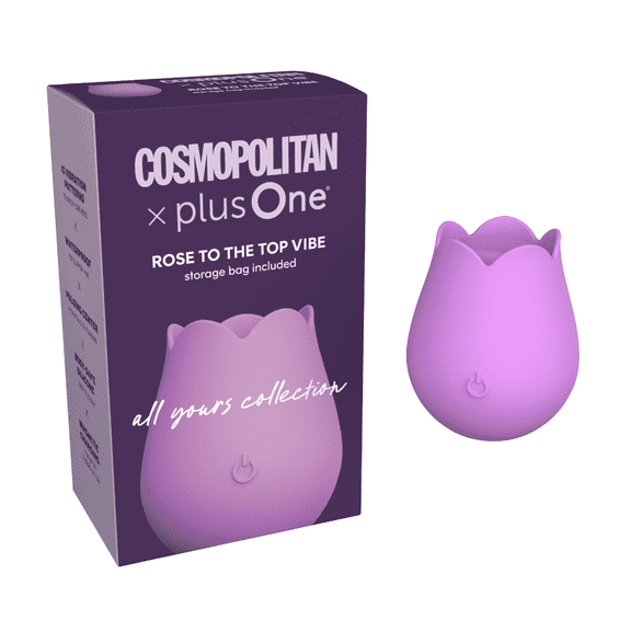 Cosmopolitan X plusOne 'Rose to the Top' Vibrator with Storage Bag, Magnetic Charging and USB Cable, Lavender