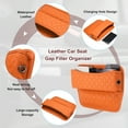 thumbnail image 3 of Uxcell 2pcs Car Seat Gap Filler Organizer 11.5 x 8 x 2.1 Inch Leather Universal Car Organizer Storage Box Between Seat and Console for Phone Sunglasses Keys, Orange, 3 of 6