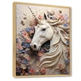 thumbnail image 2 of Designart "Floral Unicorn Dream Hair" Unicorns Floater Framed Canvas Wall Art, 2 of 5