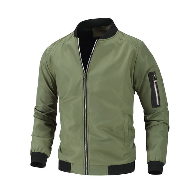 DPTALR Men's Casual Baseball Uniform Stand Collar Jacket Solid Pocket Zipper Long Sleeve Tops Jacket Coat