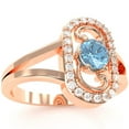 thumbnail image 2 of Split Band Blue Topaz Diamond Cocktail Ring In 14k Rose Gold, 2 of 6