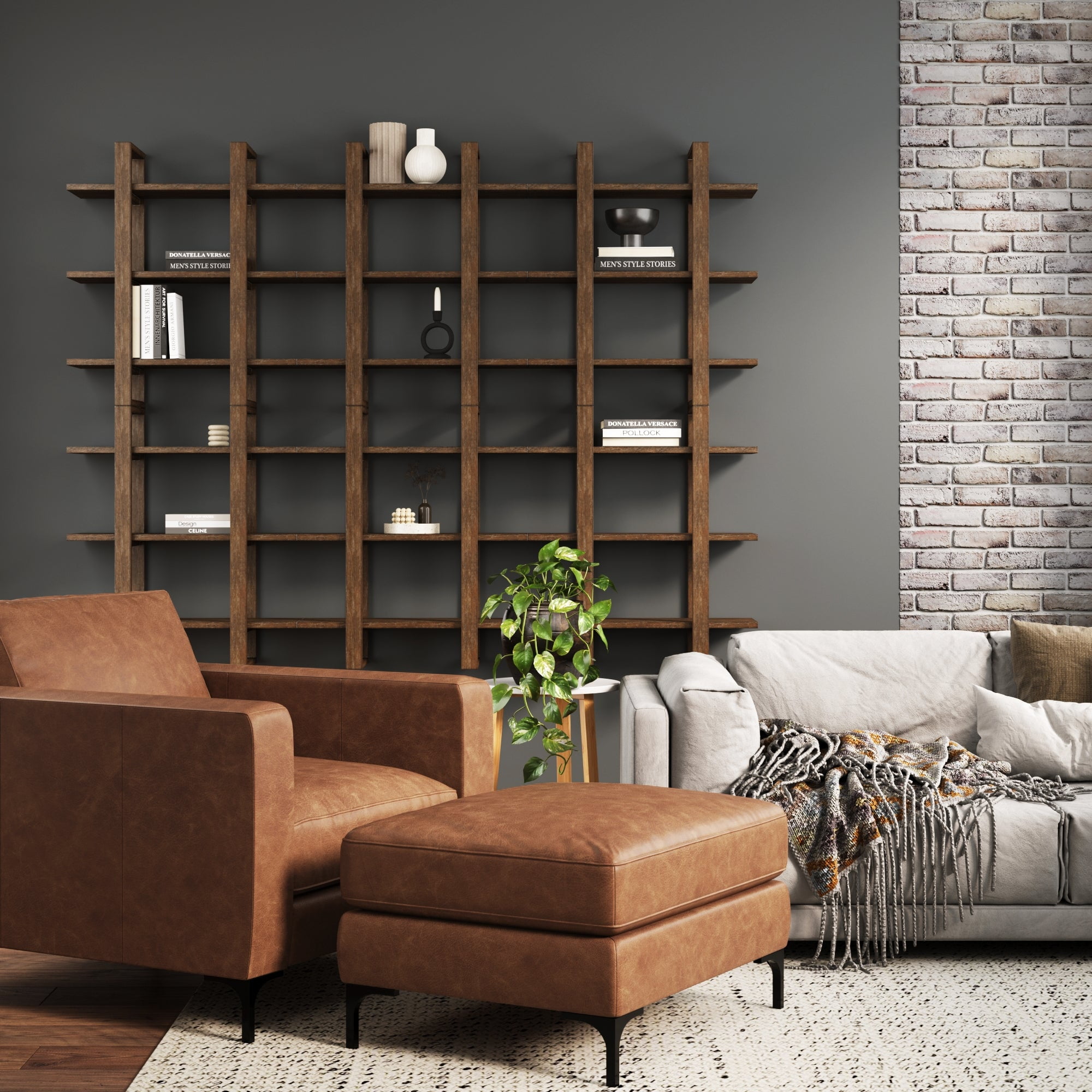 Nathan James Benji Floating Wall Book Shelves, 3-Tier Display Shelf, Decorative Modular Shelf in Solid Wood, Dark Brown