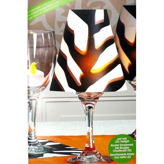 2 Packs - Zebra Stripes Wine Glass Vellum Lampshade David Tutera Wedding & Party Decoration - 2 Packs of 8 - 16 Total
