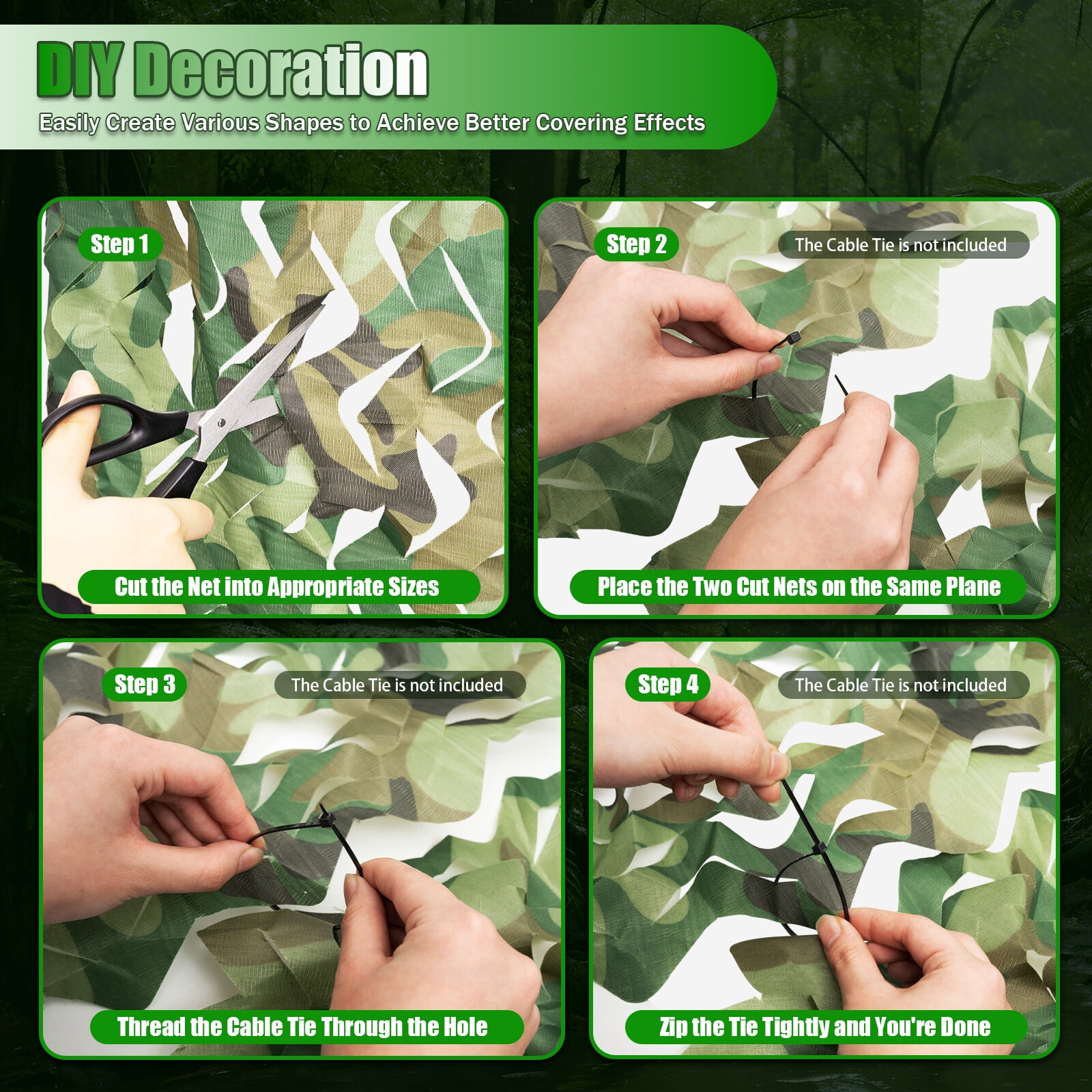 Camouflage Netting 8 X 8m Camo Net Woodland Net for Military Camping Hunting