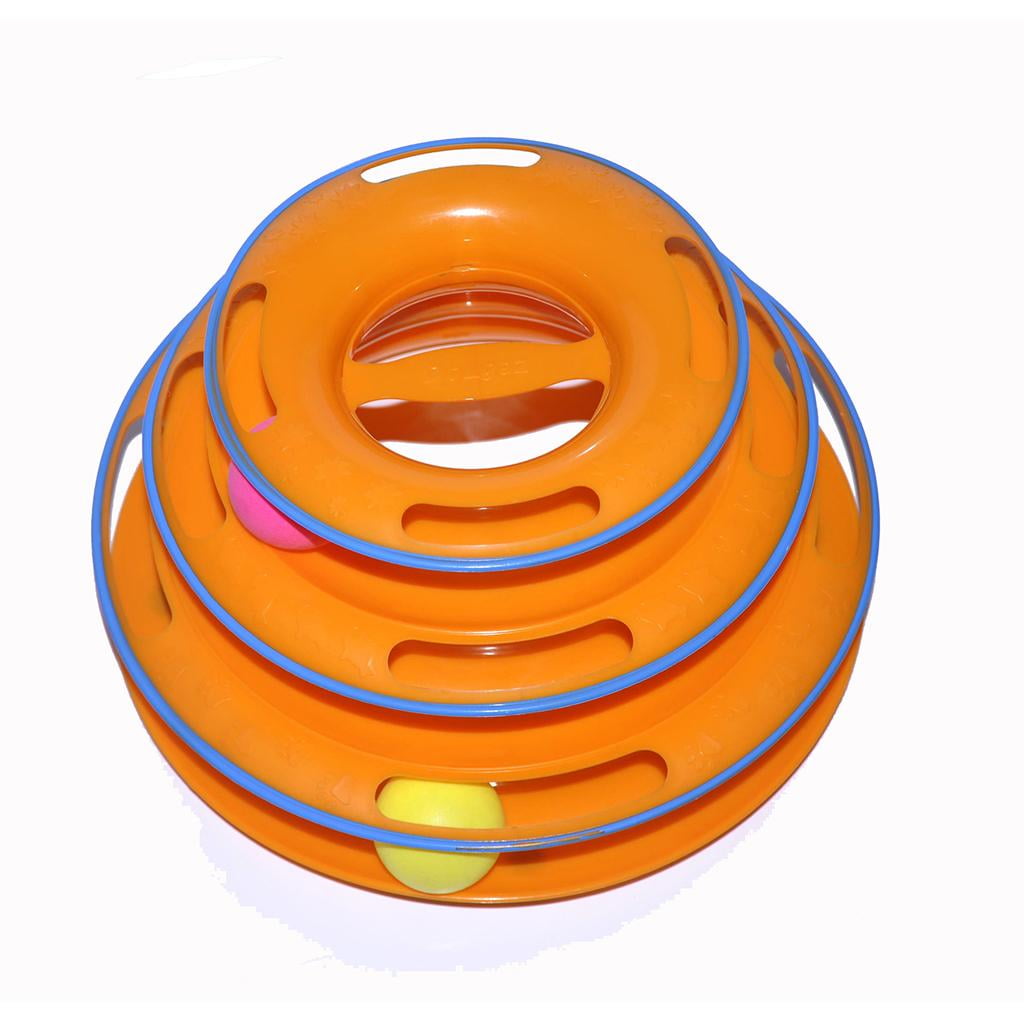 EHJRE Kitten Toy Track Ball 3 Level Turntable Funny Interactive Training Toys Amusement Exerciser Game Puzzle Toy for Indoor Cats Pet Supplies