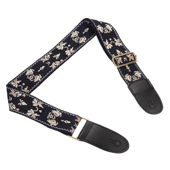 Guitar Strap, Adjustable Straps with Light Gold Buckle, Black Jacquard