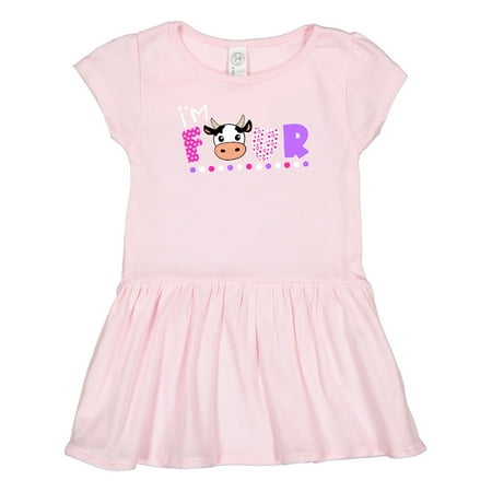 

Inktastic I m 4 Cute Cow and Polka Dots Gift Toddler Girl Dress