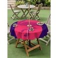 thumbnail image 5 of Pink Navy Blue Flamingo Outdoor Tablecloth with Umbrella Hole, Summer Beach Coastal Modern Art Spillproof Waterproof Outdoor Table Cover, Patio Tablecloths for Party/Garden/Picnic, Round 54 inch, 5 of 9
