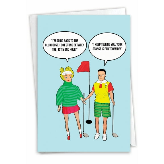 1 Funny Birthday Card with Envelope - Stung Between Holes C6964BDG