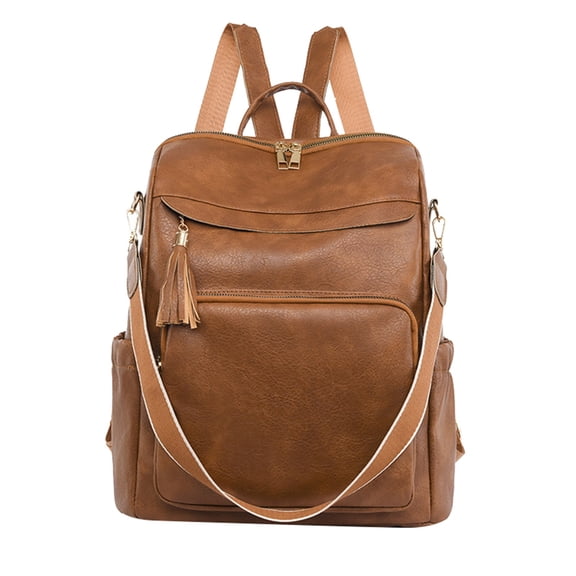 LONGshukeji Backpack Purse for Women Fashion PU Leather Vegan Travel Shoulder Bag