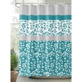 thumbnail image 2 of Fsddascl Teal Floral Shower Curtain Set - Extra Long 72" x 96" Washable Bathtub Curtain with 12 Hooks, Botanical Blossom Motif Boho Grey Stripes Waterproof Fabric Stall Shower Curtains for Bathroom, 2 of 6