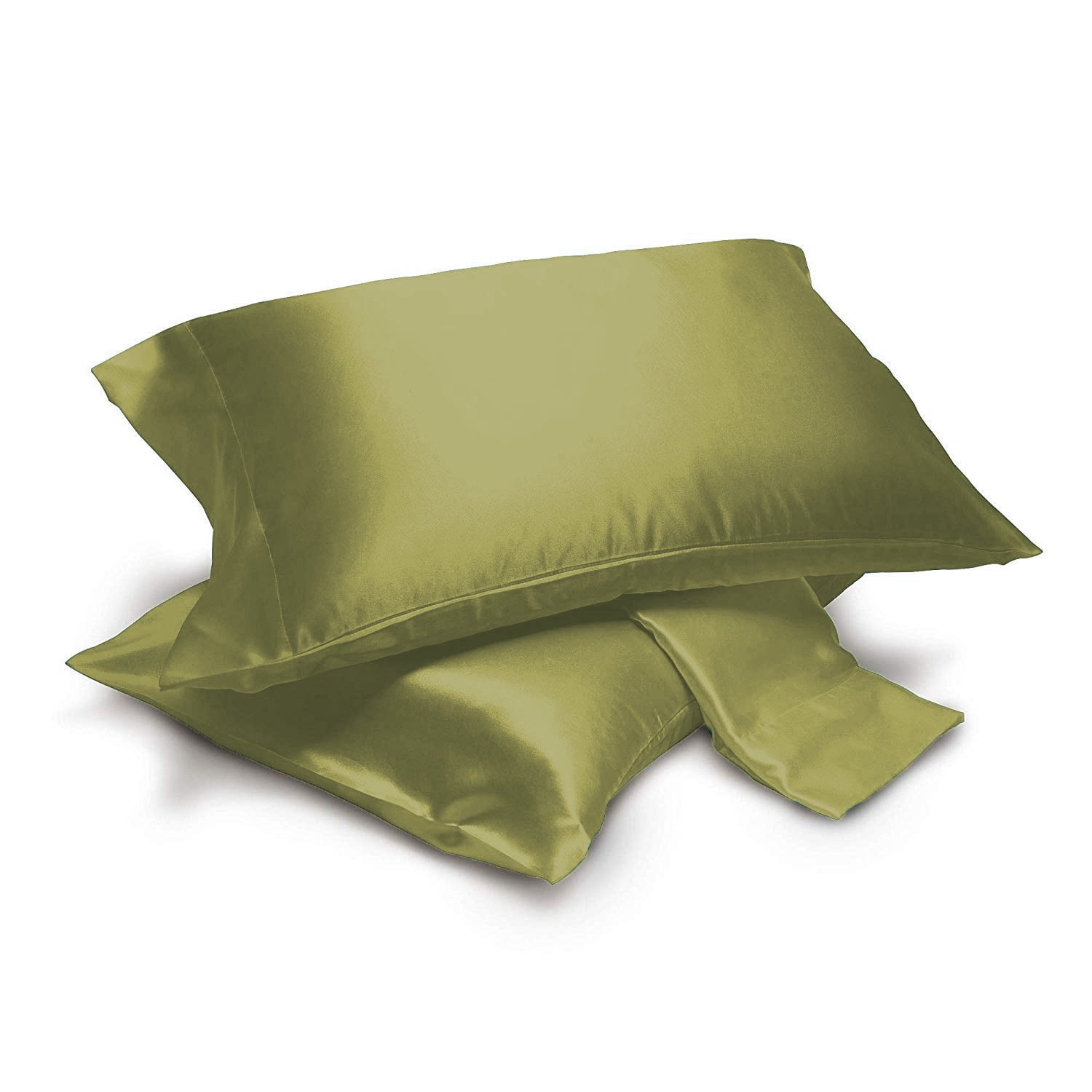 Satin Pillowcases Pair with Envelope Closure (Standard, Sage)