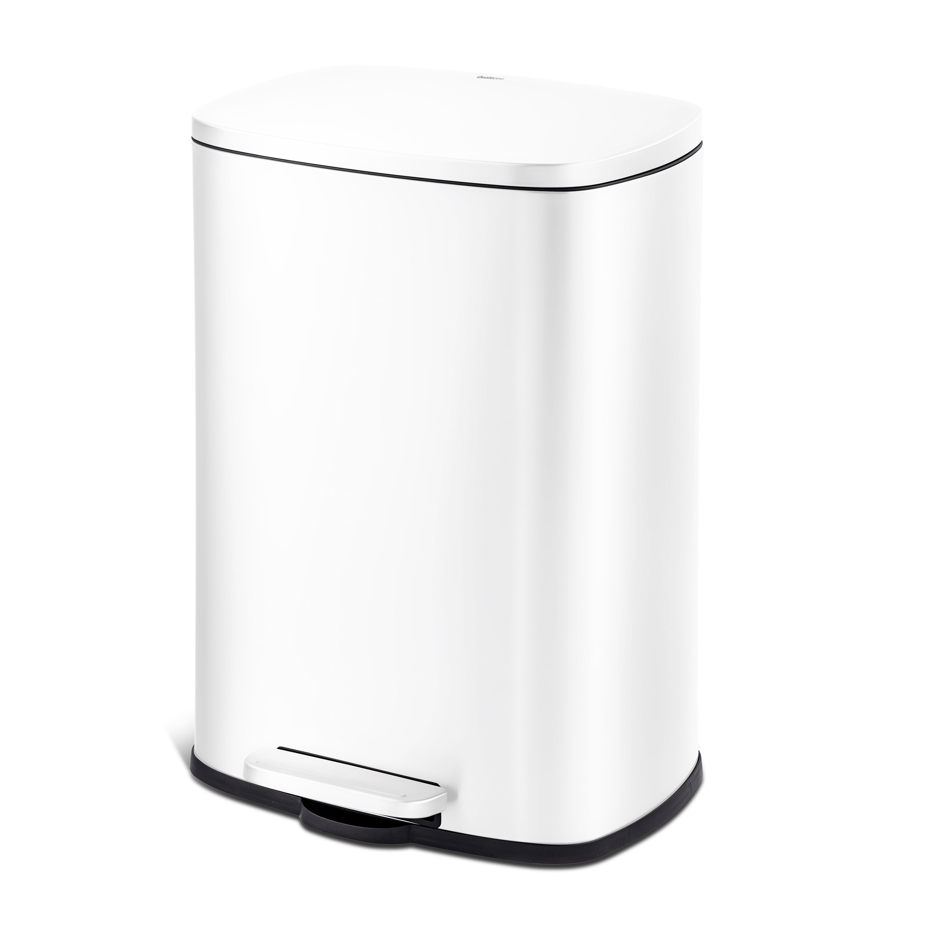 Qualiazero 13.2 Gallon Trash Can, Rectangular Step On Kitchen Trash Can, White