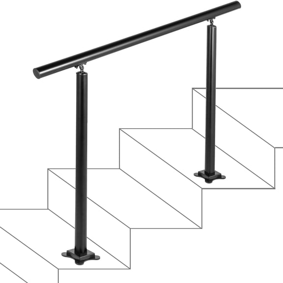VEVOR Outdoor Stair Railing Kit, 3 FT Handrails 1-3 Steps, Adjustable Angle Black Aluminum Stair Hand Rail for The Elderly, Handrails for Outdoor Steps