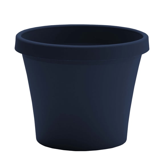Bloem Terra 12" Diameter Round Resin Planter with Drainage Holes - Indoor, Outdoor, 3.5 Gallon Capacity, Lightweight, Fade-Resistant Garden Pot, Navy