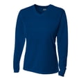 thumbnail image 2 of A4 Long Sleeve V-Neck Bird's Eye Mesh Tee For Women in Navy | NW3255, 2 of 2