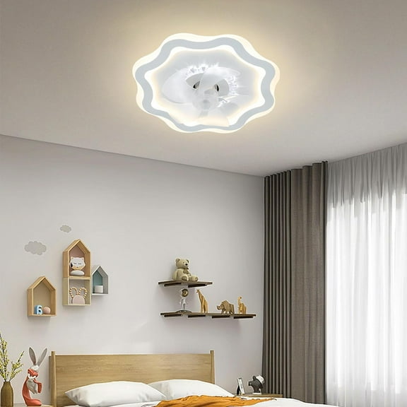 Indoor Flush Mount Ceiling Fan with Remote Control, 72W Low Profile Ceiling Fan with Lights 110V, 3 Wind Speeds Fan Ceiling Lamp for Bedroom Living Room