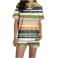 thumbnail image 6 of Womens Sleepwear Fashion Striped Print Comfortable Pajamas Sets Summer Collared Short Sleeve Sleepwear with Shorts Summer Pjs for Women, 6 of 7