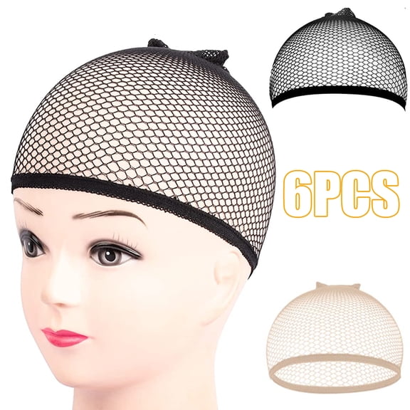 zhaomeidaxi 6PCS Mesh Net Wig Caps Washable Weaving Hair Net for Wig Close End Fishnet Wig Cap
