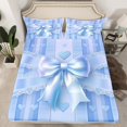 thumbnail image 2 of Manfei Teens Female Kawaii Bow Knot Twin Sheet Sets 3pcs,Dreamy Princess Twin Fitted Sheet Microfiber,Love Heart Print Stripes Breathable Flat Sheet,Lightweight Room Decor, 2 of 7