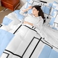 thumbnail image 5 of Manfei Geometric Blue Black Square Twin Bedding,Contemporary Simple Art Bedding Comforter Set, Reversible 7-Piece, 5 of 6