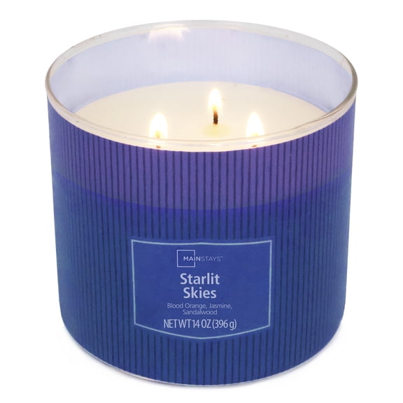 Mainstays 3-Wick Textured Wrapped Starlit Skies Scented Candle, 14 oz