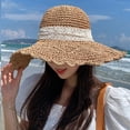 thumbnail image 4 of Sombrero de paja con circunferencia de la cabeza de 56-58 cm, sombrero de playa para la playa, sombrero de verano para mujer, sombrero para el sol con protección solar y protección, 4 of 5