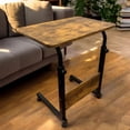 thumbnail image 3 of Bureau Mobile pour Ordinateur Portable en Forme de C Ajustable avec Roues, Table d'Appoint Roulante de 23,6′′ pour Lit, Sofa et Bureau à Domicile, Brun Rustique, 3 of 6