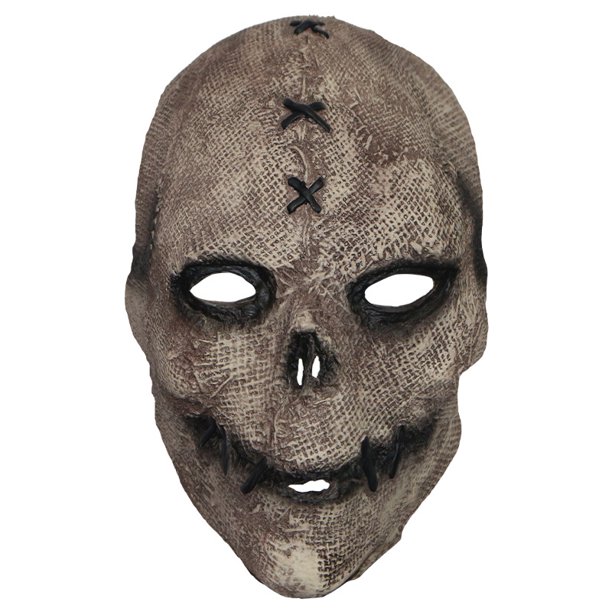 Máscara de calavera de tela de saco para Halloween, fiestas de terror, látex, color beige