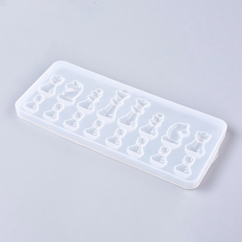 2sets Chess Board & Pieces Silicone Molds Resin Casting Molds For UV Resin Epoxy Resin Craft Making Classic Games for and Adults White 274x274x9mm Inner Diameter: 265x265mm