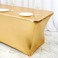 thumbnail image 3 of BalsaCircle 6 feet Fitted Spandex Tablecloth Metallic Table Cover Wedding Reception Party Events Catering Linens Dining Decorations, 3 of 8