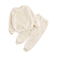 thumbnail image 2 of TSSOE Toddler Kids Baby Pyjamas Set Long Sleeve Tops with Bottom for Boys Girls Winter Warm Fleece Outfits Beige 9-10, 2 of 7