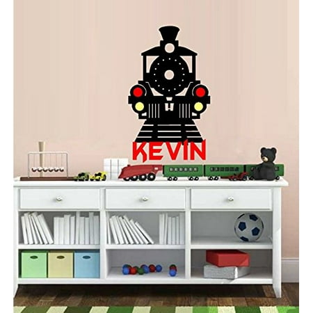 Train Wall - Decal ~ Train with Vinyl Colored Lights #7 ( Custom Name ) Children Wall decal ~ 20