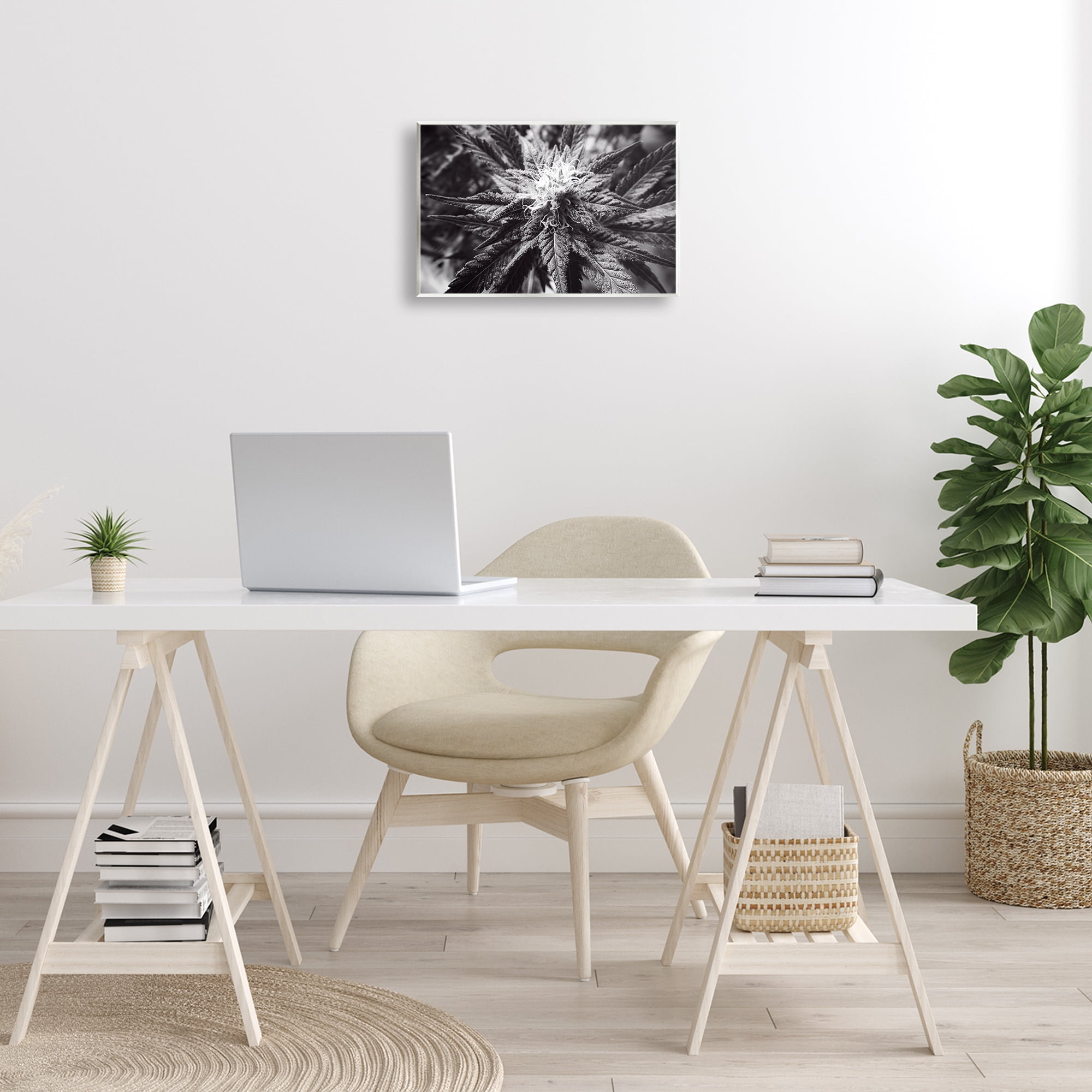 Stupell Industries Dark Cannabis Flower Plants & Flowers Painting Unframed Art Print Wall Art, 15 x 10