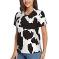 thumbnail image 2 of Vsdgher Cow Skin 2 Women Shirts V Neck Short Sleeve Tops T-Shirt Basic Tees, S to 3XLMedium, 2 of 5