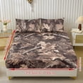 thumbnail image 2 of ZIATUBLES 3 Pcs Soft Polyester Sheet Set, Full Size Bed Sets with 1 Fitted Sheet and 2 Pillowcases, Cooling Cozy All-Season Bedding Sheets, Autumn Leaf Camouflage Printed, 2 of 9