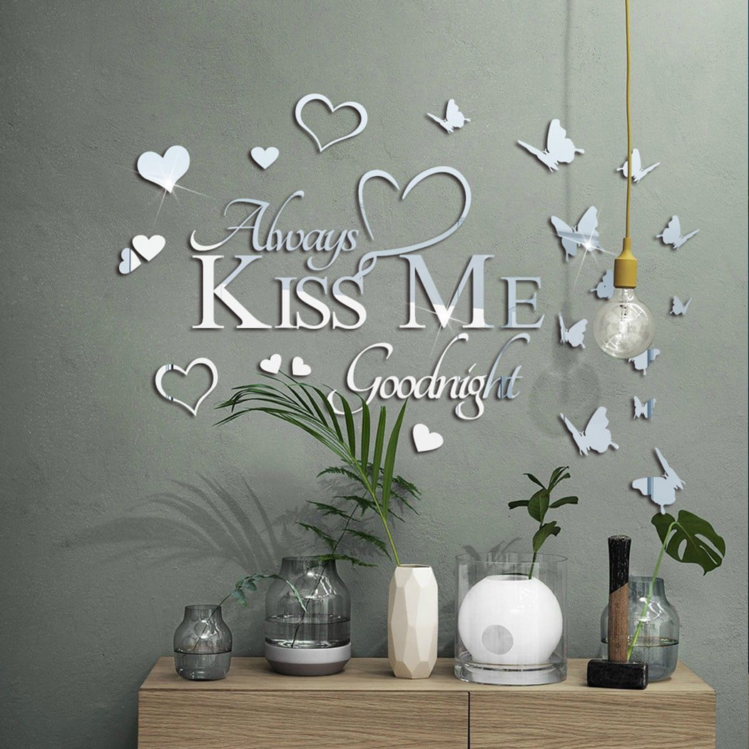 -PD177 Kiss Me Goodnight Life Quotes Wall Stickers Family Vinyl Wall Decals Art 