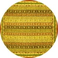 thumbnail image 1 of Ahgly Company Indoor Round Oriental Yellow Modern Area Rugs, 4' Round, 1 of 4