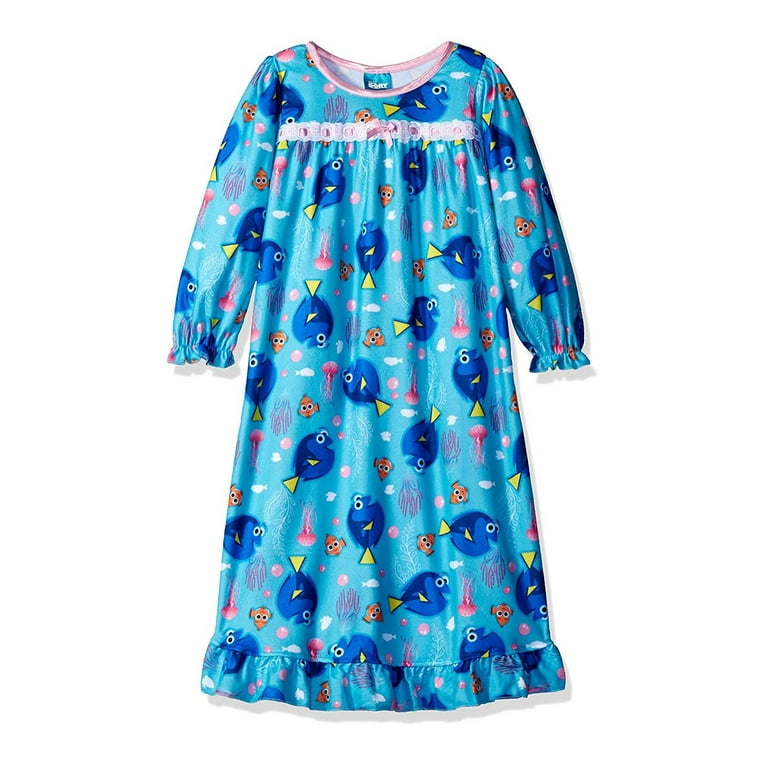Finding Dory Nemo Girls Flannel Granny Gown Nightgown Pajamas 8 Jellyfish Blue Walmart