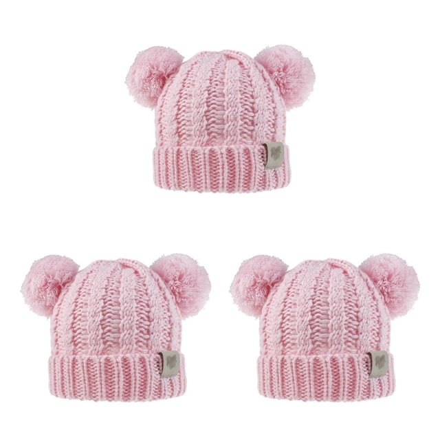 Gorro Minnieouse con pompones esponjosos de doble capa para niños rosa