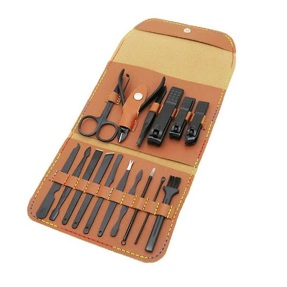 Nail Clipper Set Manicure Set 16 Stainless Steel Pieces Manicure Kit Pedicure Kit With Bag For Men